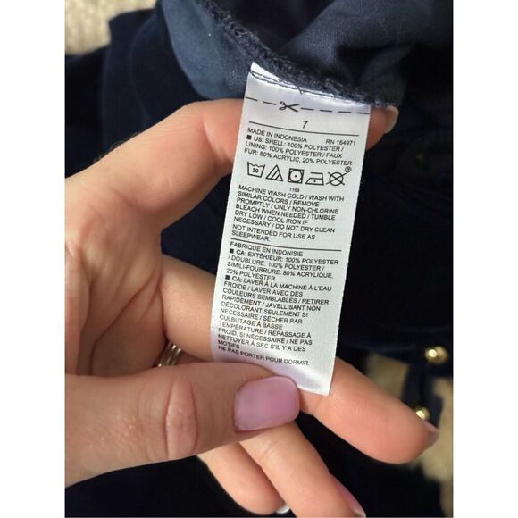 Janie and Jack Velvet Faux Fur Collar Jumpsuit girl’s size 7 Navy Blue - Picture 8 of 9